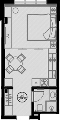 Планировка — Оливия, Студия, 30 м²