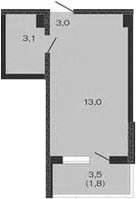 Планировка — Дзенпарк, Студия, 19 м²