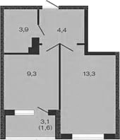 Планировка — Дзенпарк, 1-комн., 31 м²