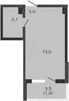 Планировка — Дзенпарк, Студия, 19 м²