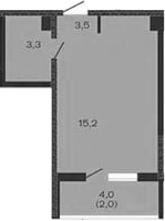Планировка — Дзенпарк, Студия, 22 м²