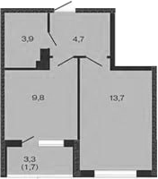 Планировка — Дзенпарк, 1-комн., 32 м²