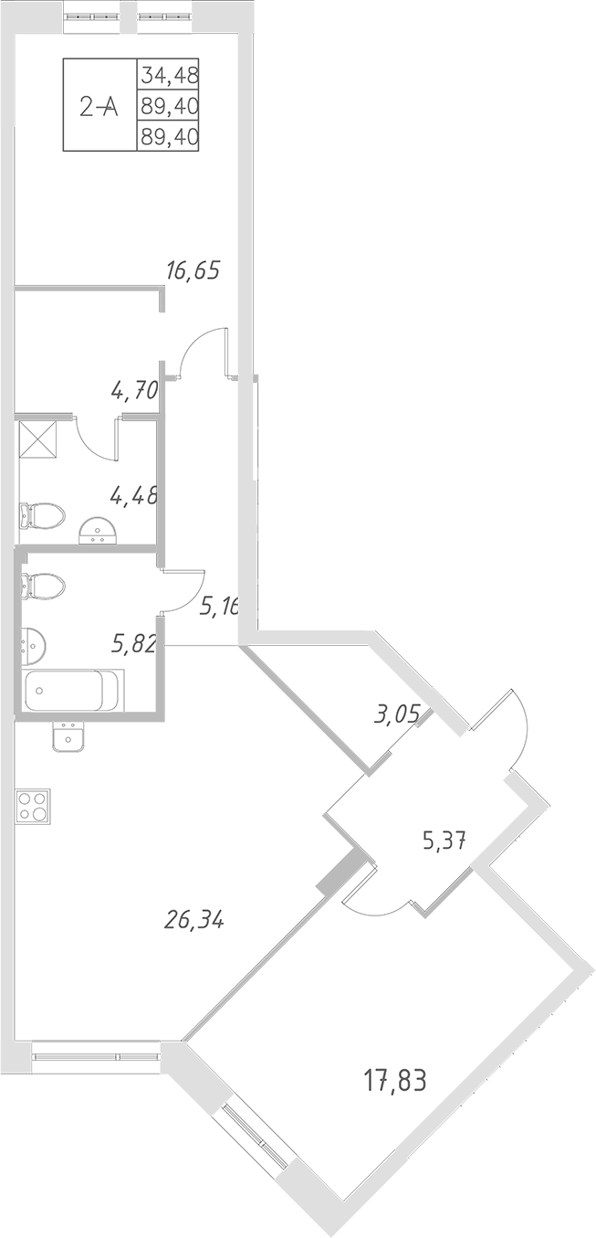 Планировка — Statum, 3-комн., 89 м²