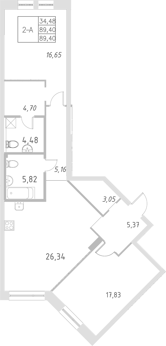 Планировка — Statum, 3-комн., 89 м²