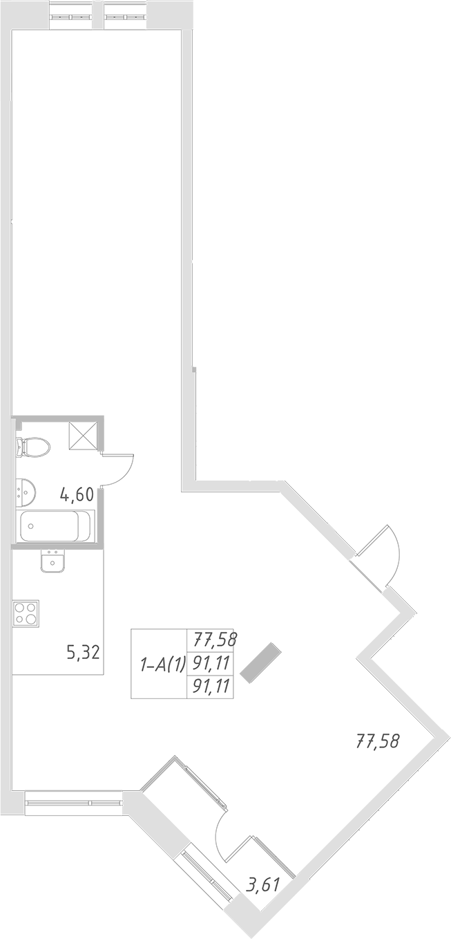 Планировка — Statum, 1-комн., 89 м²