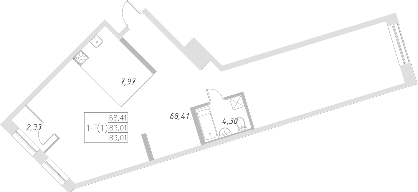 Планировка — Statum, 1-комн., 82 м²