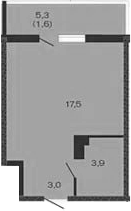 Планировка — Дзенпарк, Студия, 24 м²