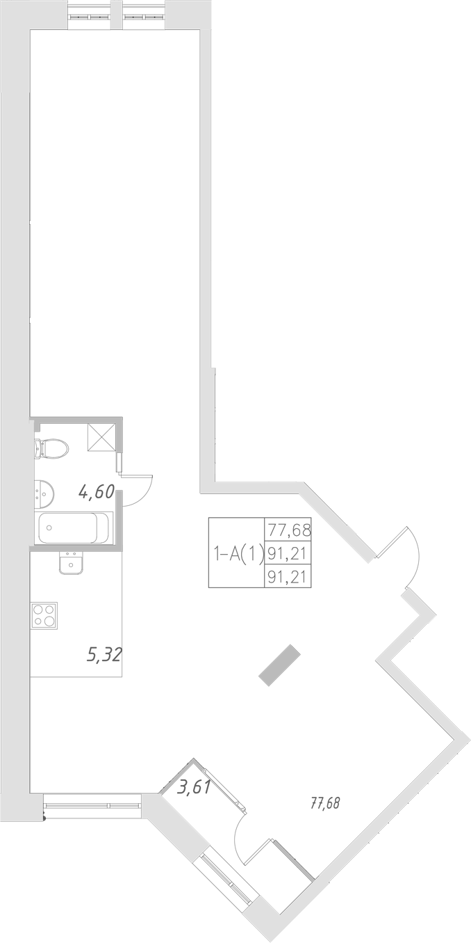 Планировка — Statum, 1-комн., 89 м²