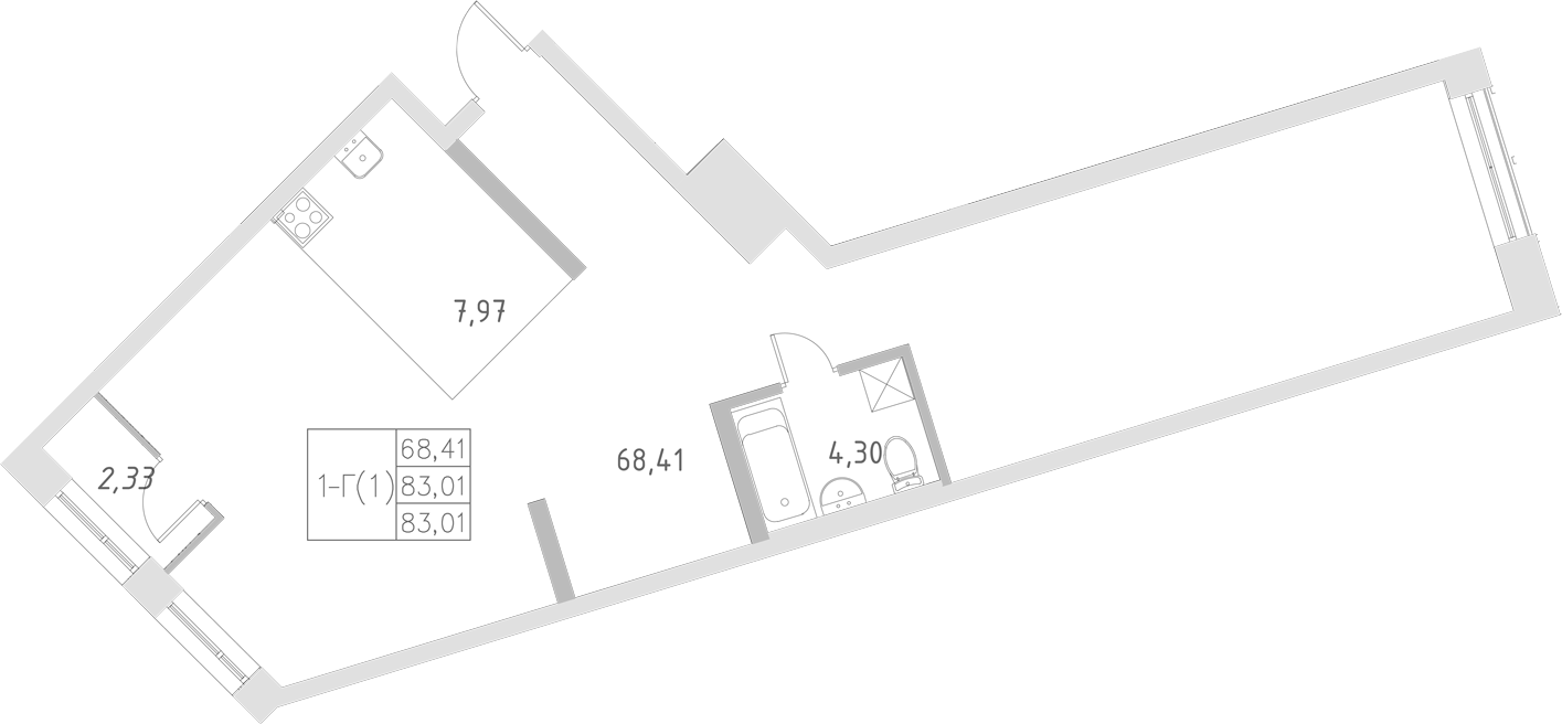 Планировка — Statum, 1-комн., 82 м²