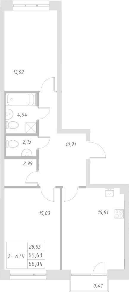 Планировка — Statum, 3-комн., 66 м²