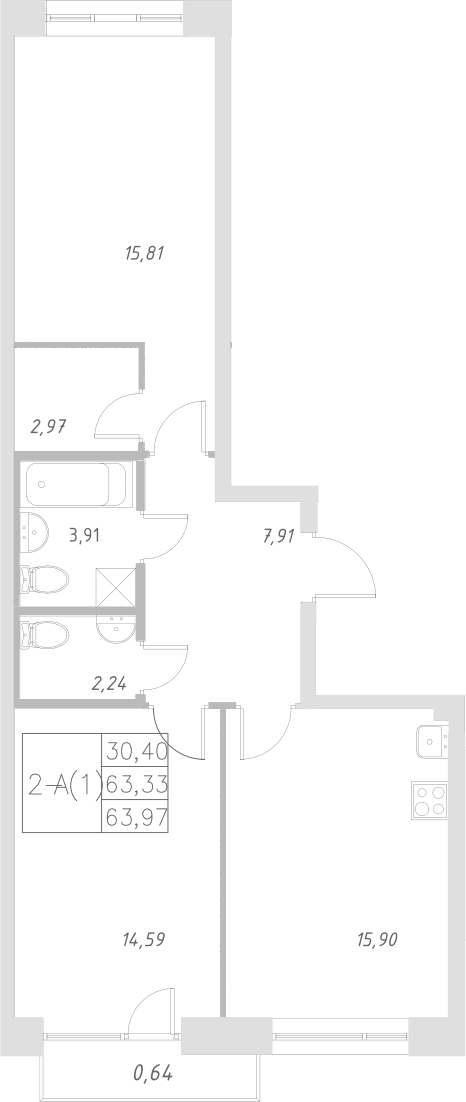 Планировка — Statum, 3-комн., 63 м²