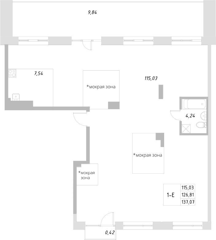 Планировка — Statum, 1-комн., 127 м²