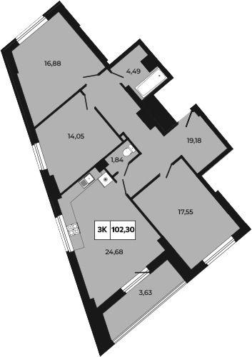 Планировка — Манхеттен 2.0, 3-комн., 99 м²