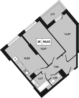 Планировка — Манхеттен 2.0, 2-комн., 63 м²