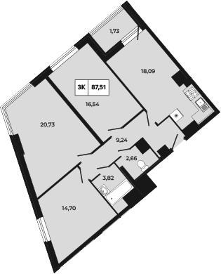 Планировка — Манхеттен 2.0, 3-комн., 86 м²