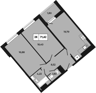 Планировка — Манхеттен 2.0, 2-комн., 70 м²