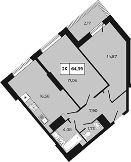 Планировка — Манхеттен 2.0, 2-комн., 62 м²