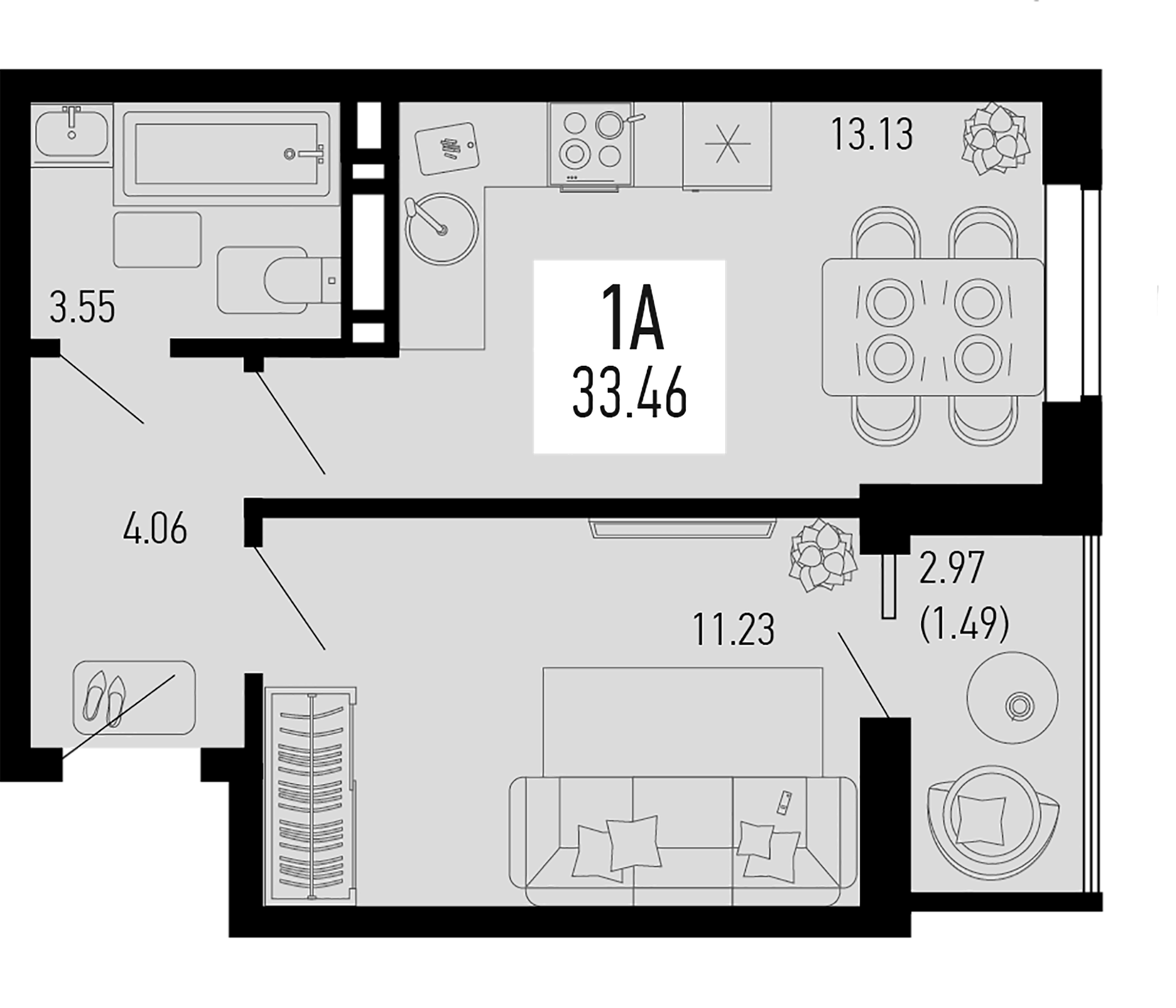 Планировка — Столицыно, 1-комн., 32 м²