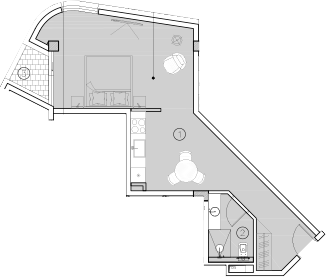 Планировка — ГК Livingston Grand Resort&Spa, Студия, 44 м²