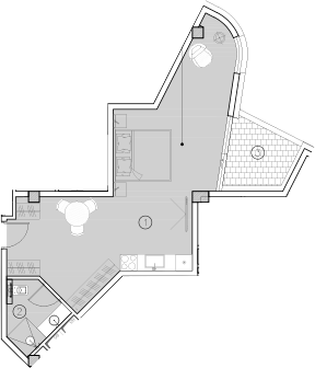 Планировка — ГК Livingston Grand Resort&Spa, Студия, 44 м²