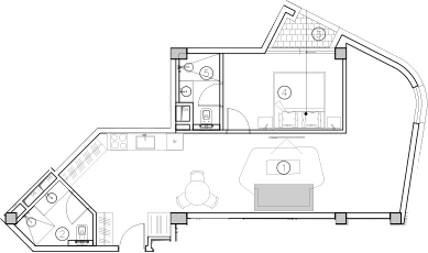 Планировка — ГК Livingston Grand Resort&Spa, 1-комн., 64 м²
