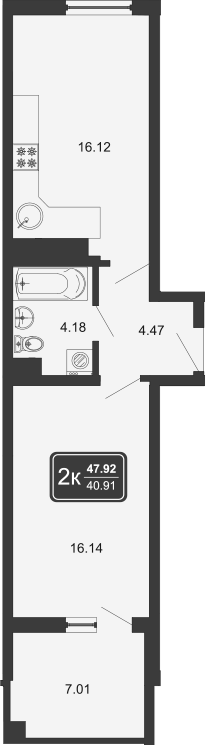 Планировка — Гостиничный комплекс Marine Garden 4, 1-комн., 41 м²