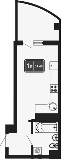 Планировка — Гостиничный комплекс Marine Garden 4, Студия, 24 м²