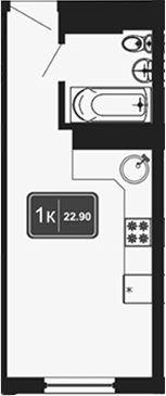 Планировка — Гостиничный комплекс Marine Garden 4, Студия, 23 м²