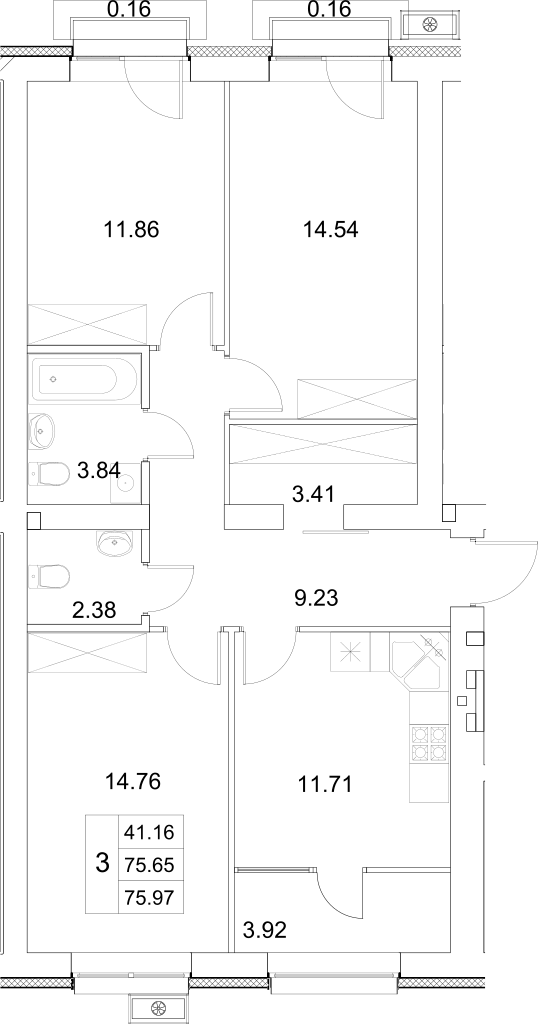 Планировка — Весна-2, 3-комн., 72 м²