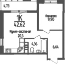 Планировка — Кумир, 1-комн., 41 м²
