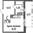 Планировка — Кумир, Студия, 25 м²
