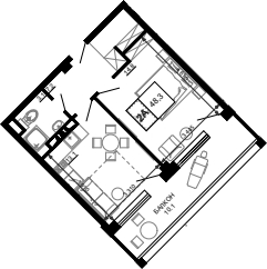 Планировка — Гостиничный комплекс Мореград, 1-комн., 38 м²