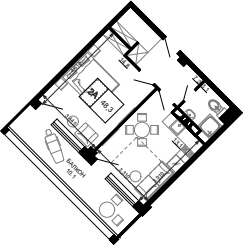 Планировка — Гостиничный комплекс Мореград, 1-комн., 38 м²