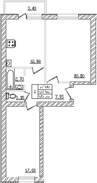 Планировка — Северный. СЗ Северный, 2-комн., 60 м²