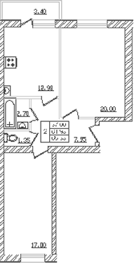 Планировка — Северный. СЗ Северный, 2-комн., 60 м²