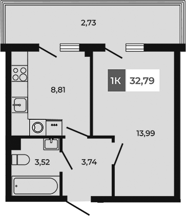 Планировка — Соседи, 1-комн., 30 м²