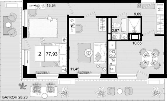 Планировка — ГК Корсаков, 2-комн., 50 м²