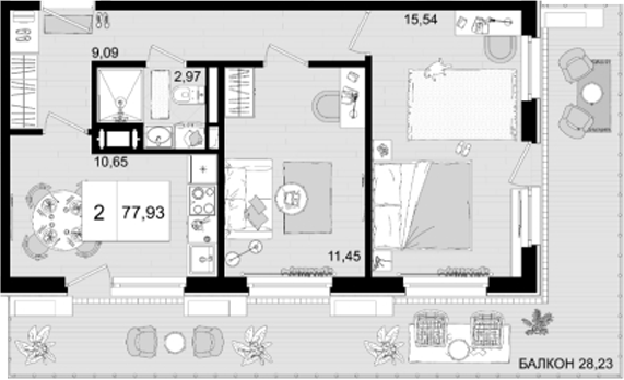 Планировка — ГК Корсаков, 2-комн., 50 м²