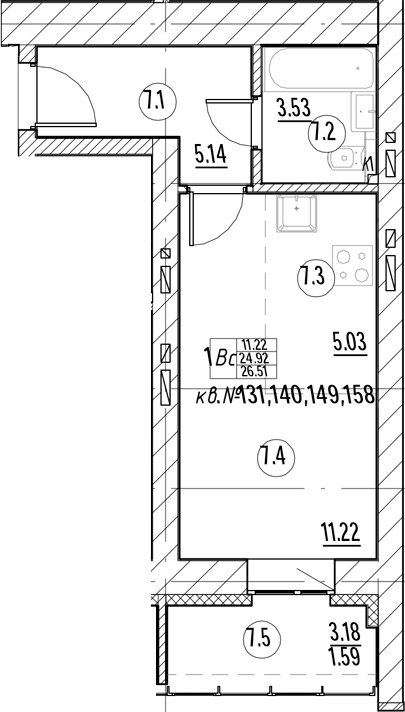 Планировка — Тура-Nova, Студия, 25 м²