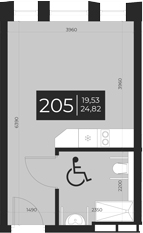 Планировка — Апарт-отель Vertical Boutique, 1-комн., 25 м²