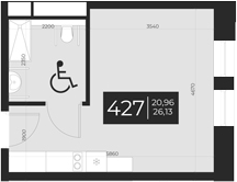 Планировка — Апарт-отель Vertical Boutique, 1-комн., 26 м²