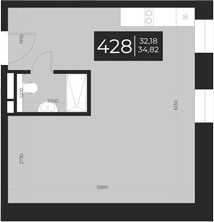 Планировка — Апарт-отель Vertical Boutique, 1-комн., 35 м²