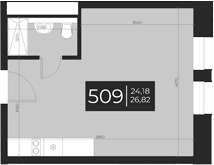 Планировка — Апарт-отель Vertical Boutique, 1-комн., 27 м²