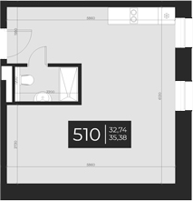 Планировка — Апарт-отель Vertical Boutique, 1-комн., 35 м²