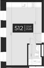 Планировка — Апарт-отель Vertical Boutique, 1-комн., 26 м²