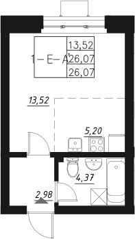 Планировка — Q на Кулагина, Студия, 26 м²