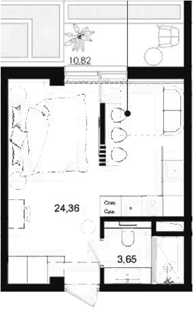 Планировка — Biarritz Club Residence, Студия, 26 м²