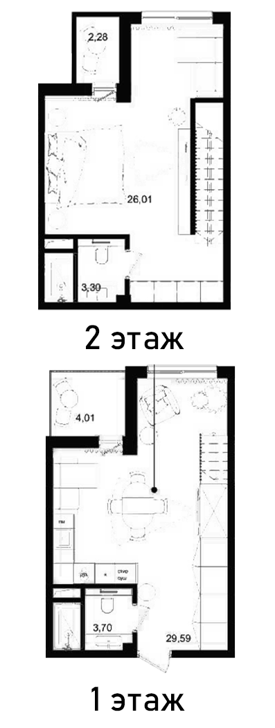 Планировка — Biarritz Club Residence, 1-комн., 64 м²