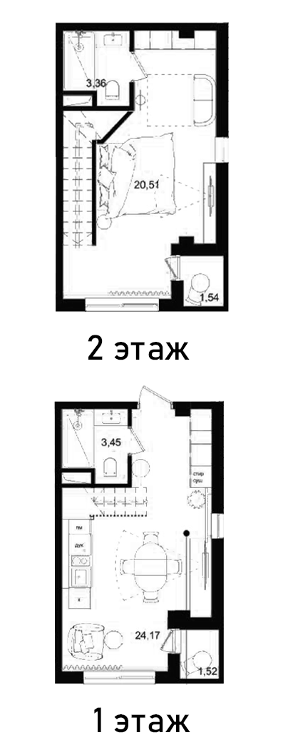Планировка — Biarritz Club Residence, 1-комн., 53 м²