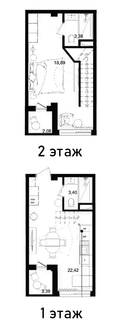 Планировка — Biarritz Club Residence, 1-комн., 50 м²